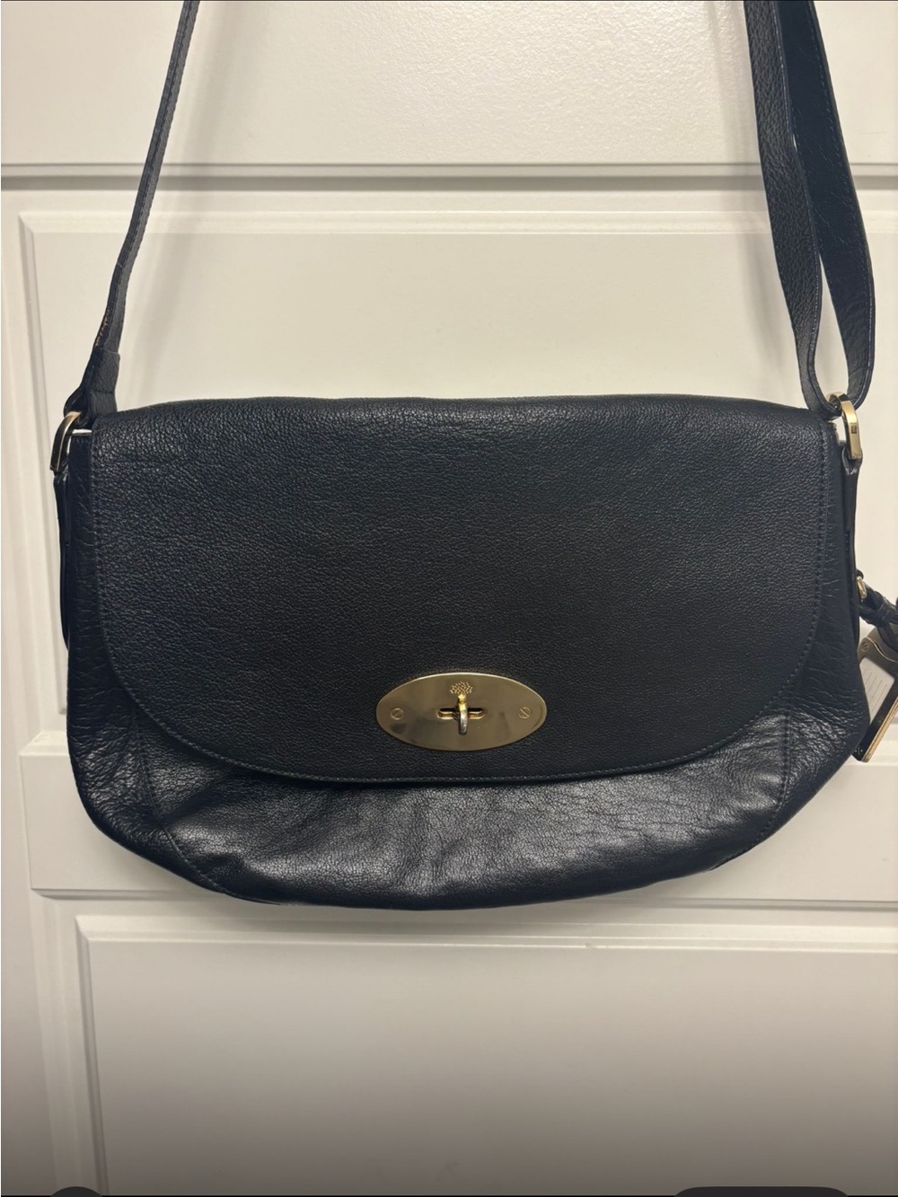 Mulberry Classic Black Leather Turnlock Crossbody Bag